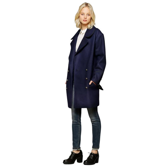 BB Dakota Wool Blend Military Double-Breasted Peacoat Jacket Navy Size S - Picture 3 of 12